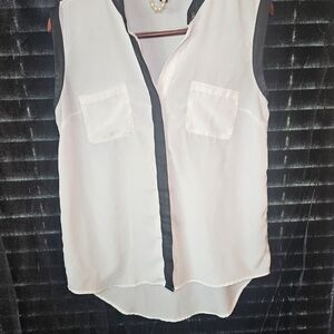 Rock & Republic White and Black Sleeveless Blouse